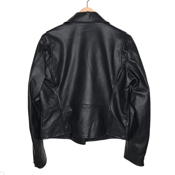 Uniqlo Vegan Faux Leather Biker Moto Jacket M New - Picture 3 of 8
